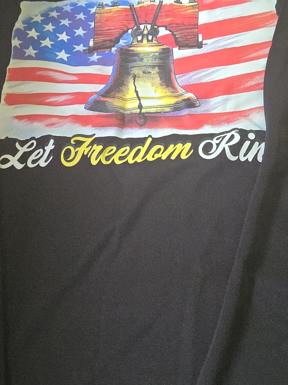 Let Freedom Ring Graphic Men's sunsheild knit T-Shirt - Black Longsleeves